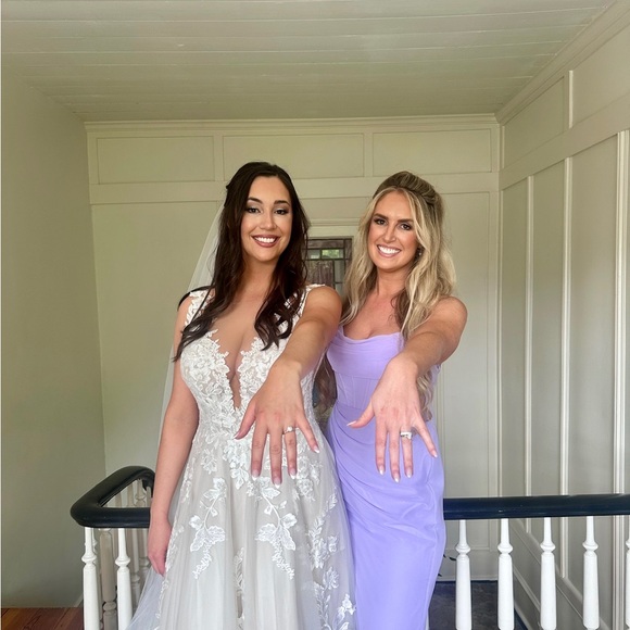 Azazie Mai sheath chiffon corseted bodice lilac dress - Picture 5 of 7